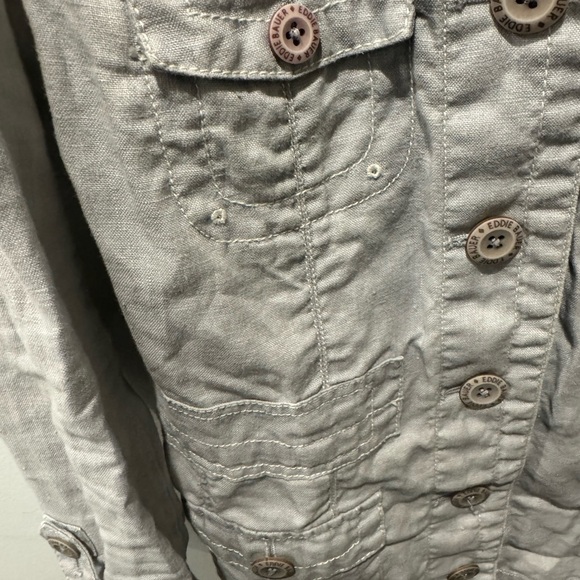 Women’s Eddie Bauer Lightweight Gray 100% linen Jacket - Picture 7 of 10